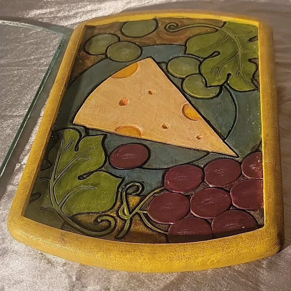Joie de Vivre Glass Top Serving Tray